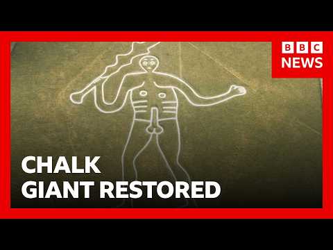 UK’s iconic Cerne Abbas Giant gets ‘glow-up’ after heavy rain | BBC News