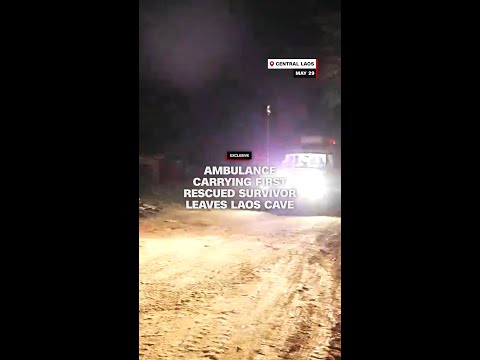 Ambulance carrying first rescued survivor leaves Laos cave