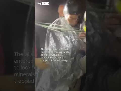 Moment man crawls to freedom after days trapped in cave