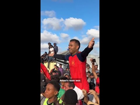 Displaced Palestinians celebrate Eid with football tournament