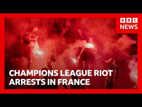 Hundreds arrested and dozens of police injured after Champions League riots in France | BBC News