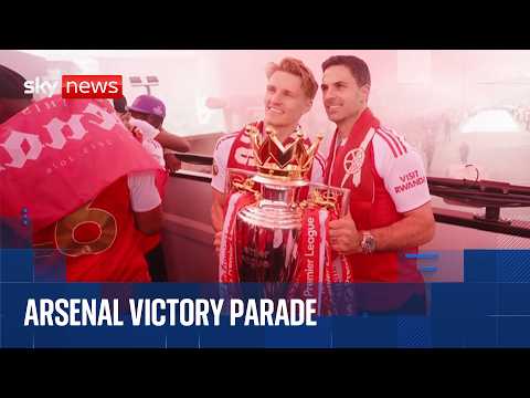 Watch the moment Arsenal’s Premier League trophy parade passes Sky’s correspondents