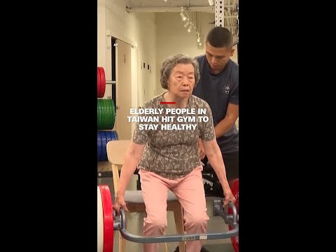 Elderly people in Taiwan hit gym to stay healthy