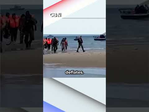 Watch as French police SLASH MIGRANT BOAT before it travels to UK