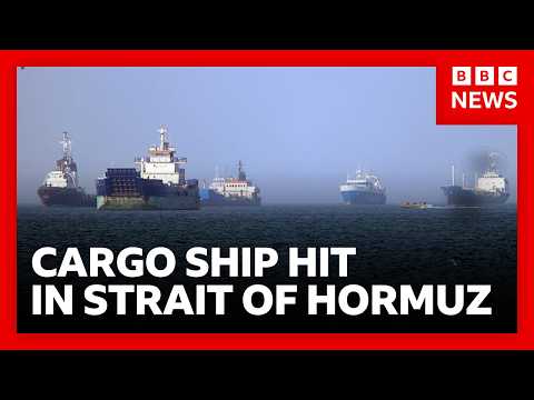 Cargo ship struck by projectile in strait of Hormuz as US insists ceasefire holding | BBC News