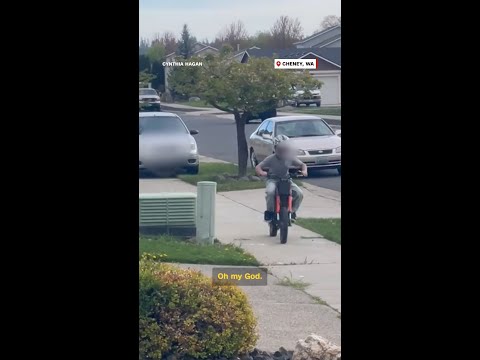Driver chases child riding a bike on neighborhood sidewalk
