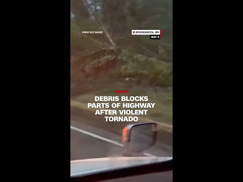 Debris blocks parts of highway after violent tornado