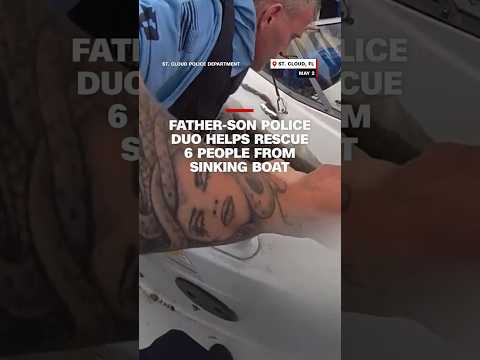 Father-son police duo helps rescue 6 people from sinking boat