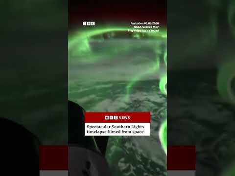 Timelapse of Southern Lights display from space #BBCNews