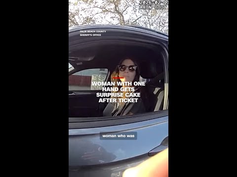 Woman with one hand gets surprise cake after ticket