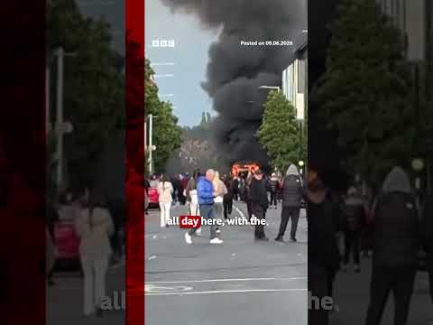 Protesters gather near Belfast city centre after knife attack. #BBCNews