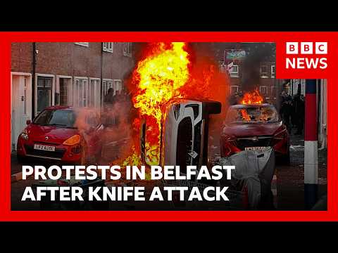 Violence erupts in Belfast as man charged over knife attack | BBC News