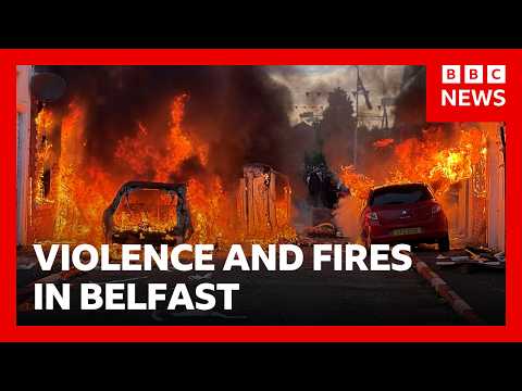Homes set on fire in Belfast night of violence after knife attack | BBC News