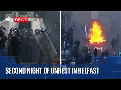 Violence in Belfast during second night of disorder following knife attack