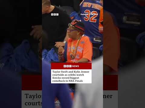 Celebs courtside for record-breaking New York Knicks game. #Knicks #NewYork #BBCNews
