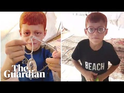 Palestinian boy Ayoub Junaid given new glasses after video of his distress went viral