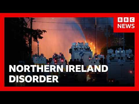 Twelve police officers injured and water cannon fired after second night of NI riots | BBC News