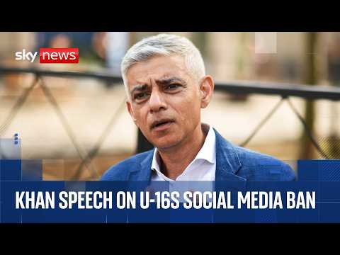 Sadiq Khan gives speech in support of social media ban for under-16s