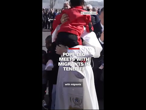 Pope Leo meets with migrants in Tenerife
