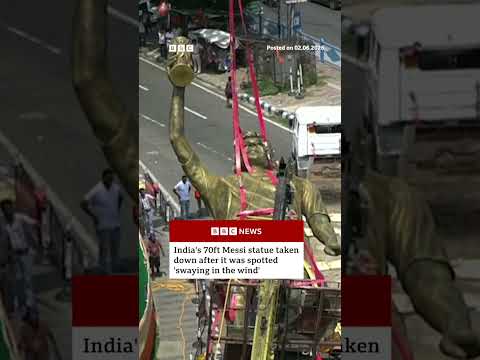 India’s ‘unsafe’ 70ft Lionel Messi statue taken down. #Messi #India #BBCNews