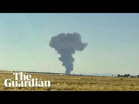 Smoke rises after US air force B-52 bomber crashes in flames in California