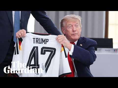 German chancellor Merz gifts Trump football shirt at G7