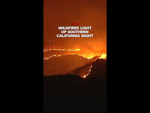 Wildfires light up Southern California night