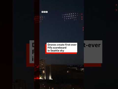 Drones create World Cup scoreboard in Seattle, Washington. #WorldCup #BBCNews