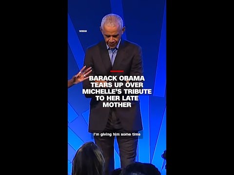 Barack Obama tears up over Michelle’s tribute to her late mother