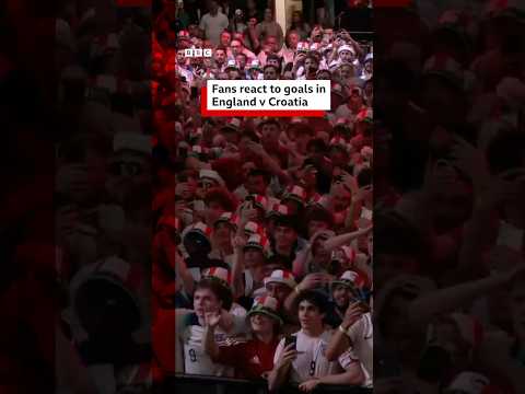 England fans celebrate after beating Croatia in their World Cup opening match. #BBCNews