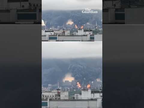 Russian oil refinery on fire after Ukrainian drone attack in Moscow