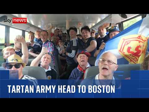 World Cup: Sky News boards Scotland fan bus in Boston