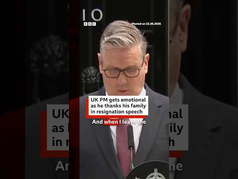 Keir Starmer becomes emotional as he resigns as UK Prime Minister and Labour Party leader. #BBCNews