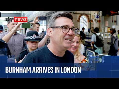 Andy Burnham arrives in London after Starmer resigns