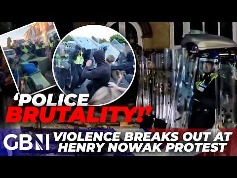 Henry Nowak murder protest erupts as riot police PELTED with bottles and flaming wheelie bins