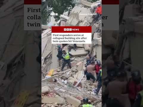 First responders at collapsed building site after twin earthquakes hit Caracas, Venezuela. #BBCNews