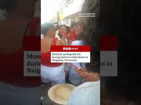Moment earthquake hit during festival celebrations in Venezuela. #Venezuela #Earthquake #BBCNews