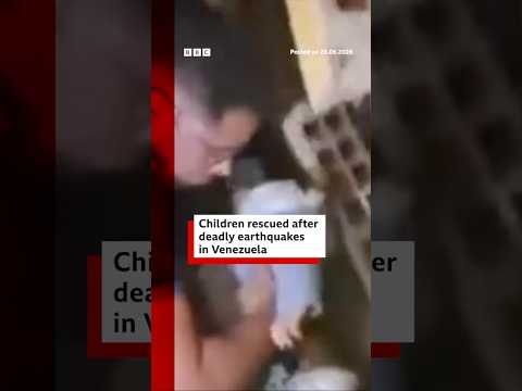 Children in Venezuela rescued from building following earthquakes. #bbcnews