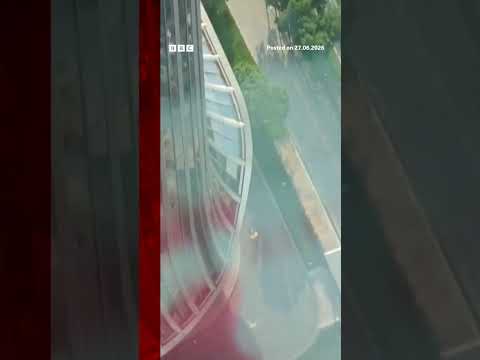 Debris falls after plane hits Beijing’s tallest building. #BBCNews