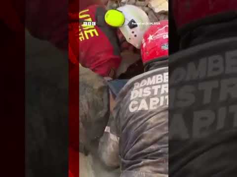 Rescuers cheer as man pulled from rubble after Venezuela earthquakes. #BBCNews
