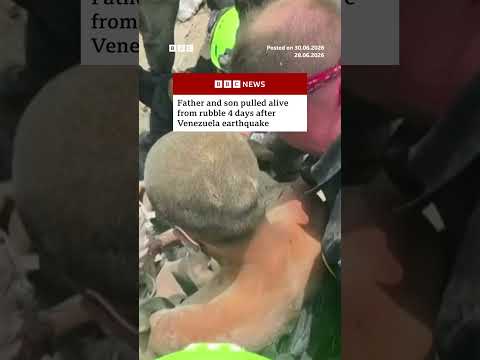Father and son rescued from rubble in Venezuela after earthquake. #BBCNews