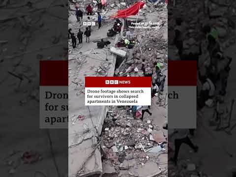 Drone footage shows continued rescue efforts in Venezuela after earthquakes. #Venezuela #BBCNews