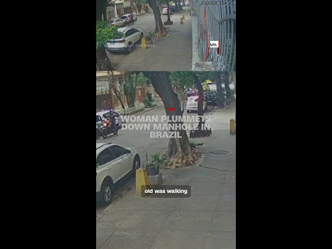 Woman plummets down manhole in Brazil