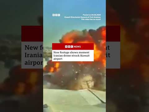 New footage shows moment Iranian drone struck Kuwait airport. #Kuwait #MiddleEast #BBCNews