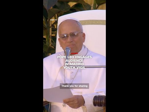 Pope Leo engages audience in Madrid youth vigil