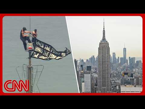 2 protestors climb Empire State Building for apparent proposal