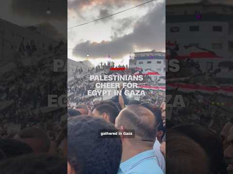 Palestinians cheer for Egypt in Gaza