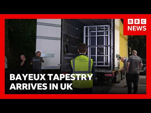 Bayeux Tapestry arrives in UK for first time in 900 years under police guard | BBC News