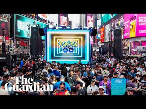 Fans gather in Times Square to celebrate 10 years of Pokémon Go