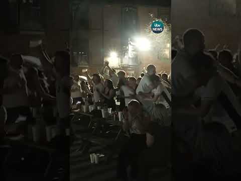 England fan react as Jude Bellingham’s second goal puts England in the lead against Norway